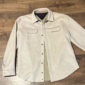 Vintage Tommy Hilfiger Men's L Beige Sherpa-Lined Suede Fleece Shirt Jacket